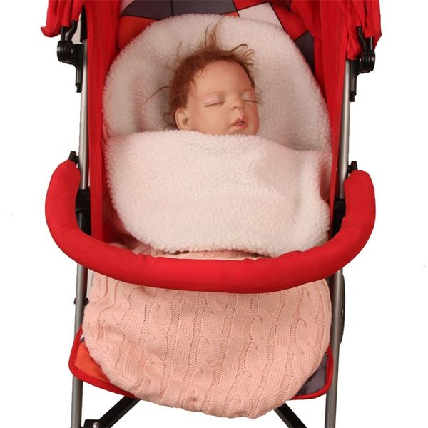 

baby sleeping bag thickening plus velvet knit warm blanket wool stroller sleeping bag infant stroller sleep footmuff