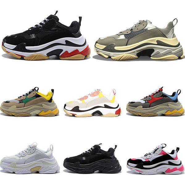 

fashion paris triple s casual dad shoes gym red blue beige green yellow grey triple black white men women sport designer sneakers