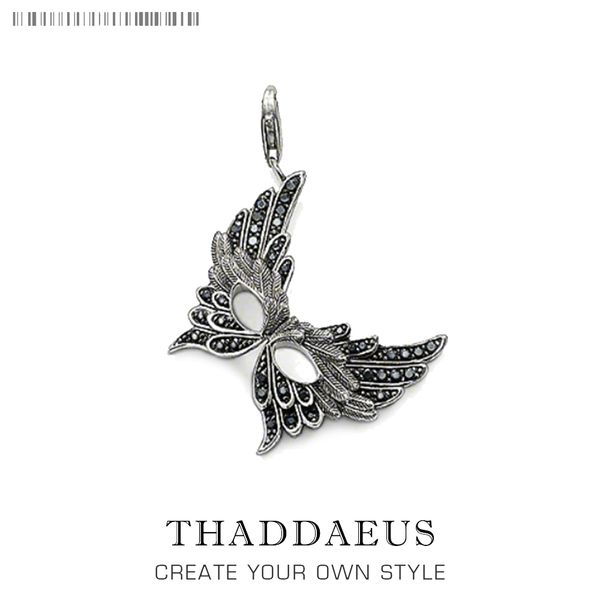 

pendant feather mask, new fashion glam 925 sterling silver jewelry thomas style charm halloween gift for ts soul woman