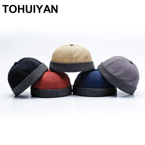 

tohuiyan brimless cotton cap for men women street dancing skull caps gorras sailor caps hip hop hat adjustable baseball hat cap