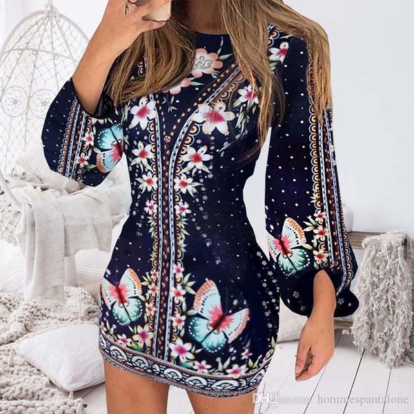 

мода женский цветочный принт платье весна дизайнер круглый вырез платья повседневные панельные женщины с длинным рукавом одежда, Black;gray