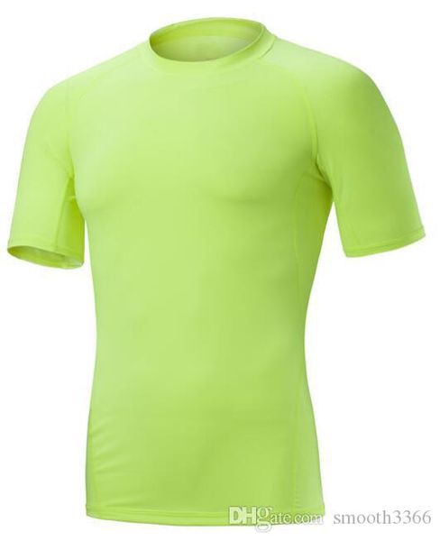 

1035 men's tight-fitting fitness white-gray clothes running short-sleeved sportswear stretch quick-drying clothes t-shirt, Black;yellow