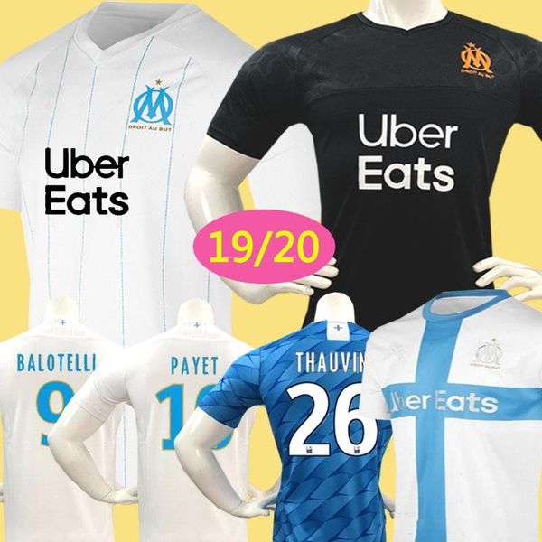 

19 20 olympique de marseille soccer jersey om jerseys 2019 2020 maillot de foot payet thauvin 120 years football shirt 120th anniversary, Black;yellow