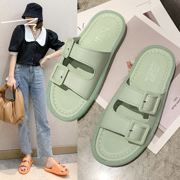

rubber slippers shoes slipers women luxury slides transparent heel low soft 2020 designer flat rome pu fabric rubber slippers, Black