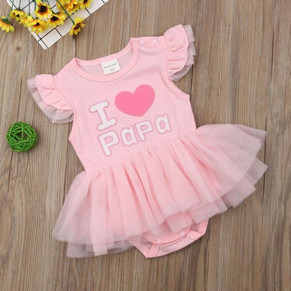 

2019 summer mother's/father's day newborn baby kids girl fashion clothes papa mama letter romper tulle dress outfits sets, Red;yellow