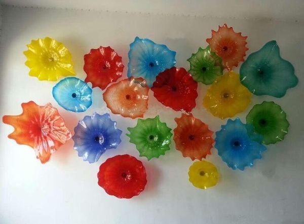 

artistic multi color murano lamp plate arts scallop edges mouth blown glass flower wall art lamps decorative style lights
