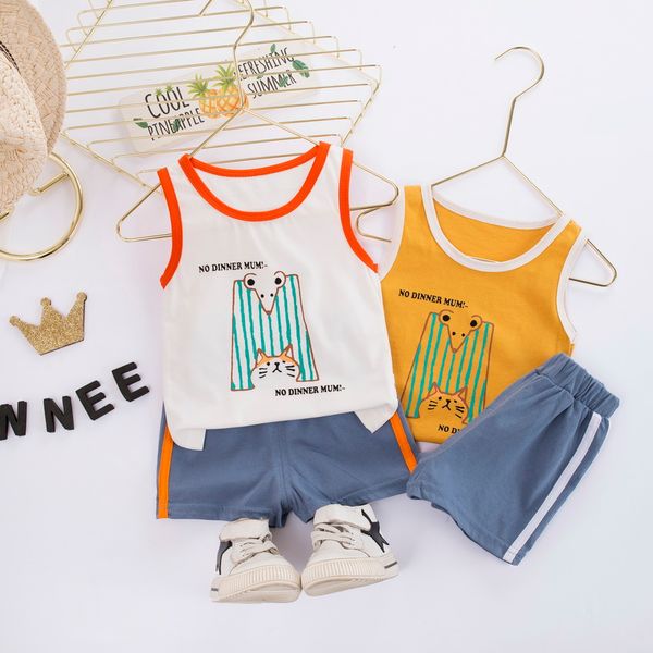 

baby toddler sport clothes for boys clothing  letter vest + shorts 2 pcs casual children holiday outfits infant kids clothing, White