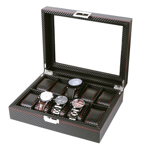 

10 grids wristwatch box holder pu leather watch box watches display case rectangle jewelry storage boxes