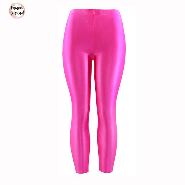 

21 женщины гетры цвета плюс размер fluorescent multicolor упругие леггинсы spandex цвет блестящие глянцевые леггинсы брюки для девочки, Black