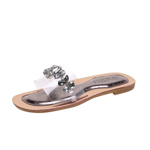 

women summer wear open toe slippers rhinestones transparent slippers flat shoes nice fashion flat with shoe mar 28, Black