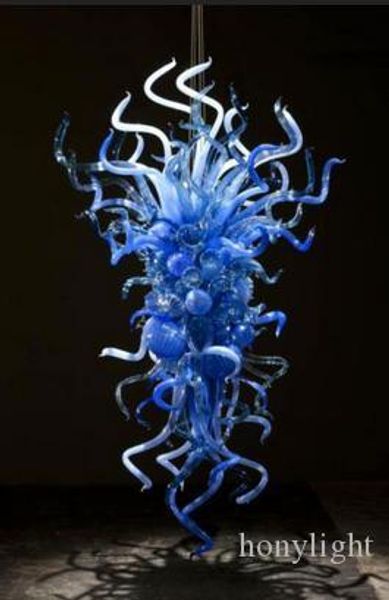 

hand blown curly glass and ball glass chandelier light with led bulbs style blue color home decor suspension hanging pendant light