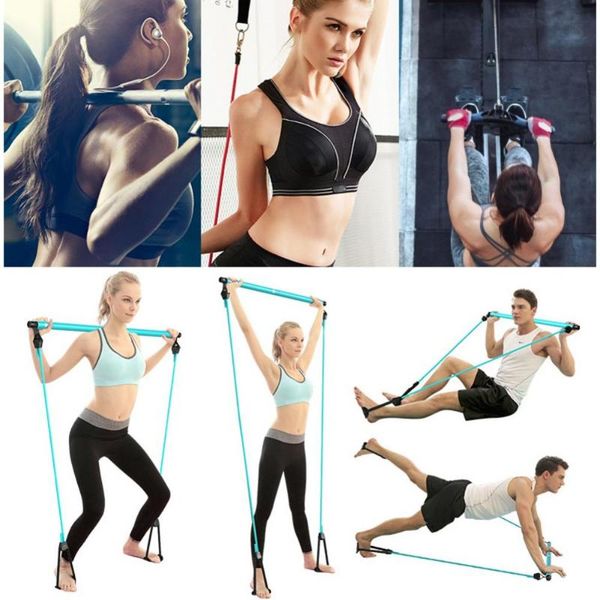 

integrated fitness equip portable pilates bar kit include resistance band adjustable exercise stick toning home yoga gym body workout