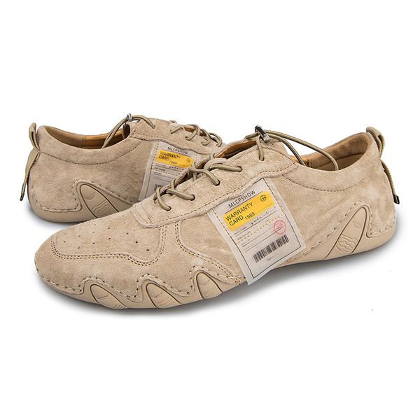 

plus size suede leather shoes men loafers ocs casual leather shoes soft quality men flats walking lace-up man footwear, Black