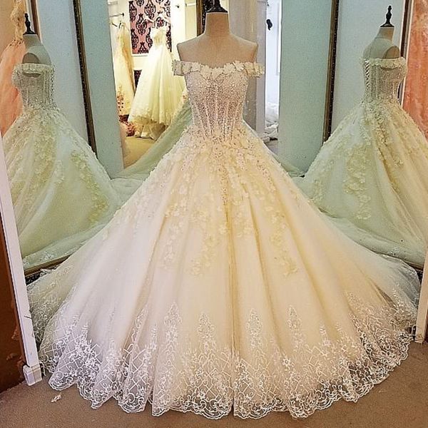 

лето свежий свадебный свадебное платье с плеча 3d лепесток цветы блестки бальное платье свадебное платье с 50 см иллюзия поезд, White