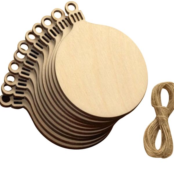 

10pcs wooden round baubles tags christmas balls decorations art craft ornaments christmas diy decors home decoration