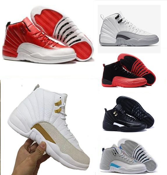 

new basketball shoes 12 12s man white/black wolf grey white the master flu game university blue sneakers