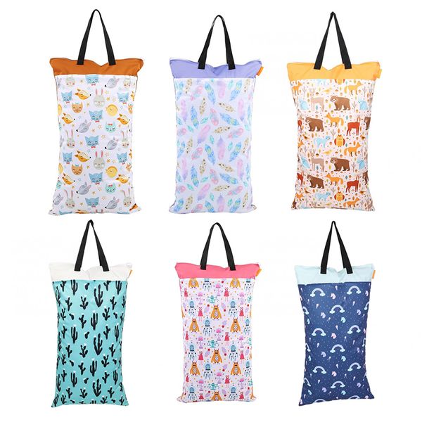 

diaper bags waterproof hanging wet/dry pail bag baby cloth large cart for inserts nappy laundry with two zippered nursing wet