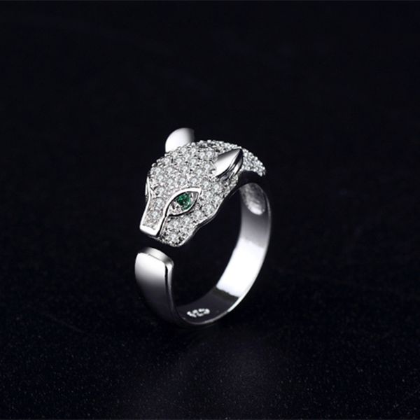 

new leopard head ring, fashion leopard head diamond rings animal head ring creative rose gold and silver jewelry band rings