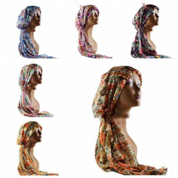 Spitze Turban Lange Haare Hüte Ethnische Bandanna Kappe Kopftuch Böhmische Blumen Stirnband Kopfbedeckung Party Islamischen Hijab Haar Zubehör AZYQ6228