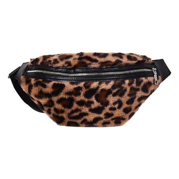 

женщины моды leopard плюшевой сумка талии большой емкость плечо crossbody сумка сундук сумка женские сумки посыльного болс feminina