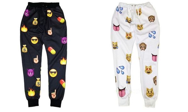 

2017 new emoji style print pants funny cartoon sweatpants black & white thicken long joggers trousers sportswear men's pants
