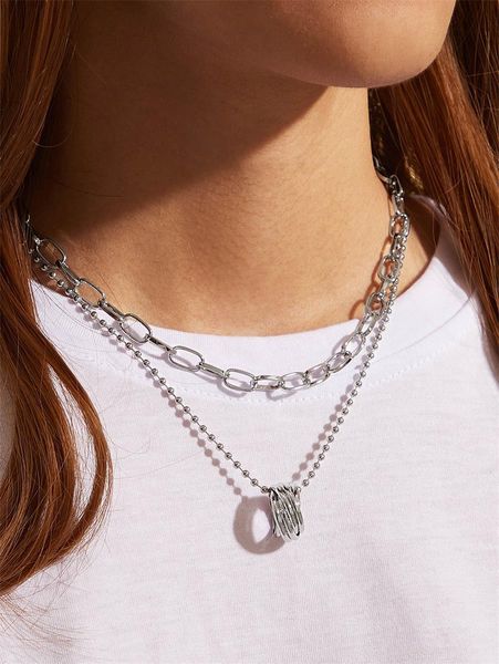 

европейский и американский стиль горячие кулон личность мода mix-и-match многослойная ожерелье женская мода диких choker ожерелье оптом, Silver