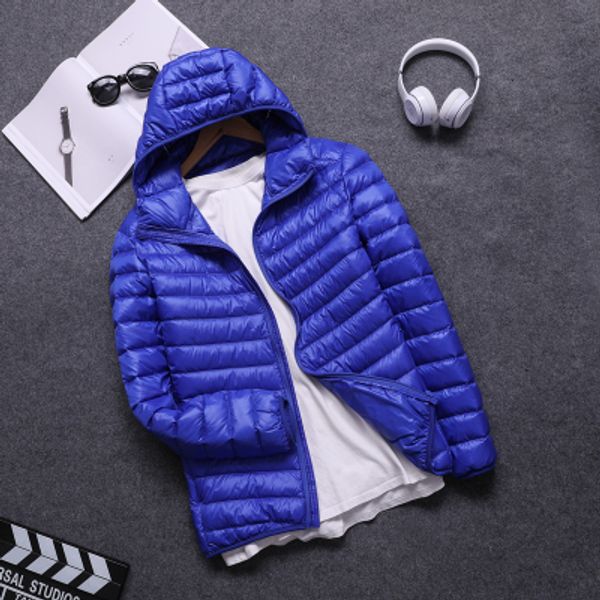 

solid color men's down jacket autumn winter mens hooded&standing collar white duck down coat male thin light slim warm outwear, Black