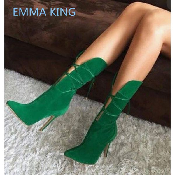 ladies green suede boots