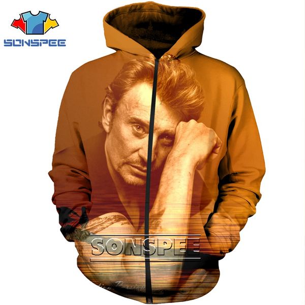 

hoodie 3d print homme men women shirt rock jacket harajuku sweatshirt shirt zipper anime johnny hallyday long sleeve hoodies, Black