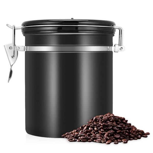 Feijão hermético café Storage Container Canister Set para Jar grãos de café Gound 1.5L Tea recipiente de metal Tanque de armazenamento de cozinha