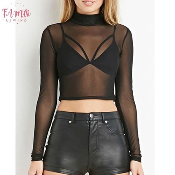 

womens clothing women see through mesh crewneck sheer blouse long sleeve casual shirt drop shipping, White