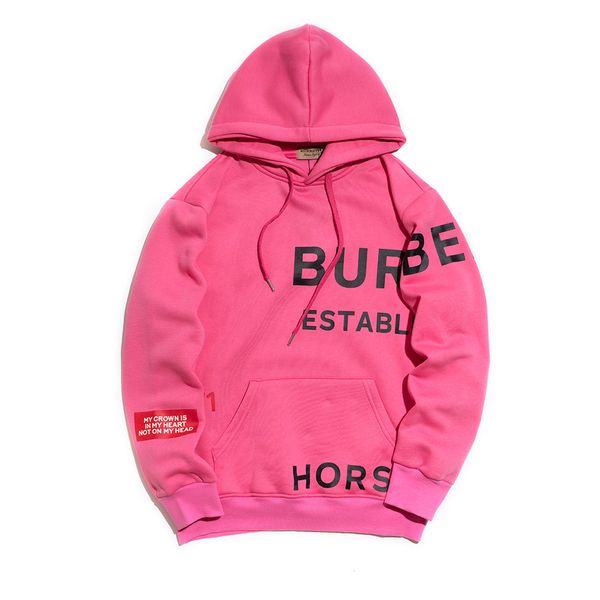 

burberri designer luxury mens hoodie tide brand fine sweatshirt fine alphanumeric print pink orange white womens couple wild hoodie selling, White;black