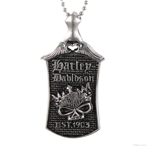 

europe and the united states men's domineering personality retro punk harley titanium pendant 1903, Silver