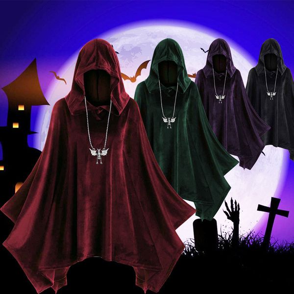 

halloween costume accessories designer solid color hooded cape party character cosplay costume, Silver