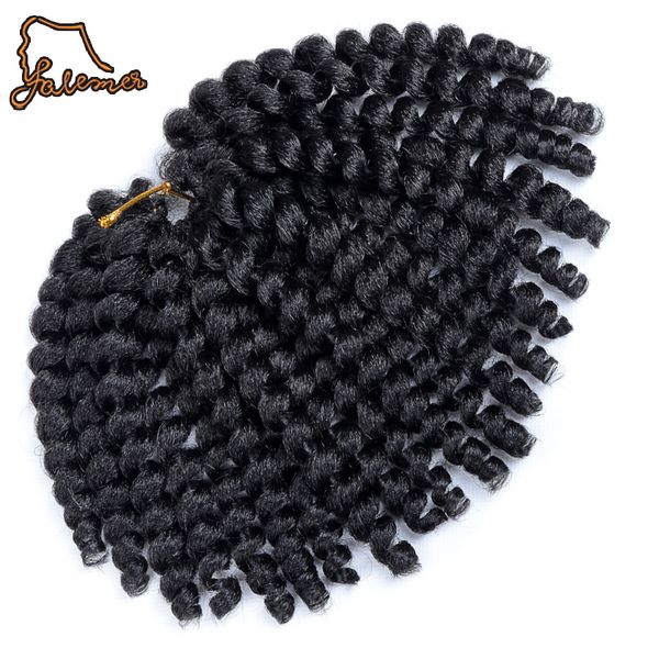 

falemei 80g 10inch 2x jamaican bounce kinky twist hair tresse crochet braids extensions wand curl braiding hair 20strands/pack, Black