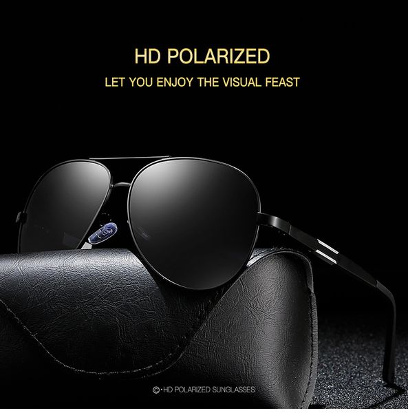 

дизайнерские очки мужчины поляризованный hd вождения солнцезащитные очки красочные покрытия уф-защита mg-al сплав моды кадр роскошные очки с, White;black