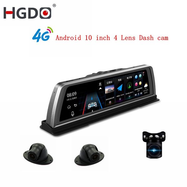 

hgdo 10" 4g car dvr 2+32gb 4ch cameras android 5.1 octa core video recorder adas gps auto registrar night vision dash cam