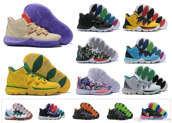 

2020 new mens kyrie v basketball shoes irving 5s black magic egyptian pharaoh camouflage 5 zoom sport training sneakers high ankle us 7-12, White;red