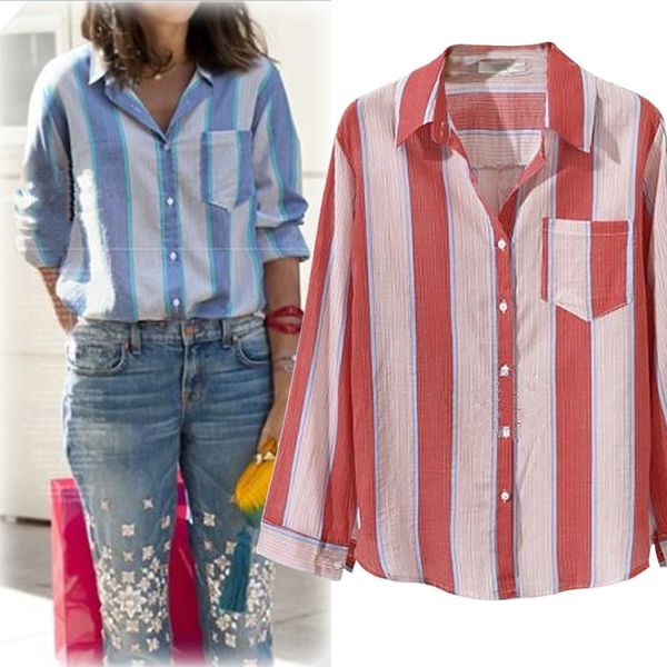 

amazon style 2020 european station new stripe shirt fat mm large size women's blouse guangzhou stock, White