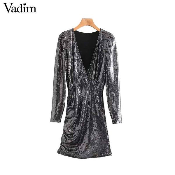 

вадим женщин шинни блестками мини платье глубокий v шеи длинным рукавом эластичная женский мода sexy оболочка шик платья vestidos qd107, Black;pink