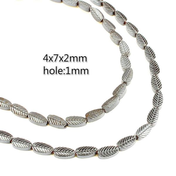 

natural stone hematite leaf-shaped loose beads 3x7x2mm black leaf carved beads for making jewelry diy bracelets necklaces 15inch