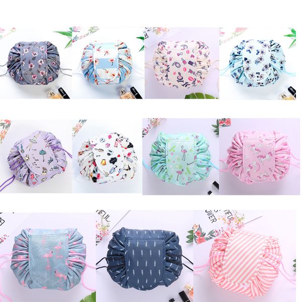 

women lazy drawstring cosmetic bag portable beauty toiletry pouch brush storage organizer waterproof travel makeup case 18 colors