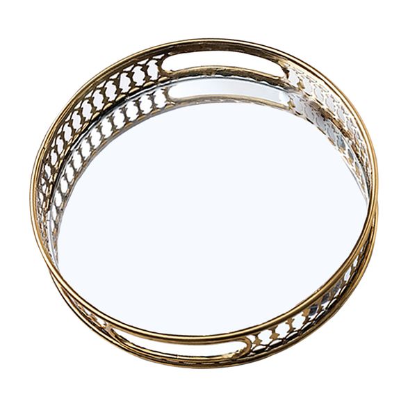 

golden plating glass tray fruits holder boxes f/ holding make-up beads