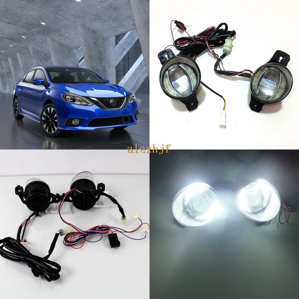 

july king 1600lm 24w 6000k led light guide q5 lens fog lamp+1000lm 14w day running lights drl case for nissan sylphy sentra 2013-2017
