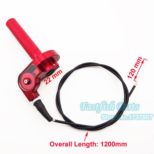 

1/4 turn cnc aluminum red twist throttle & 1200mm cable for cr 80 85 125 250 dirt bike pit bike motorcycle