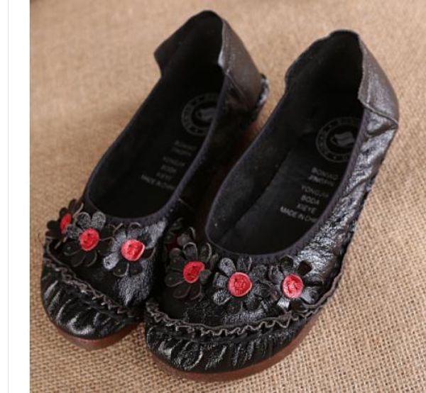 

2020 spring and autumn with new style flat bottom round head mother shoes@ll56987, Black