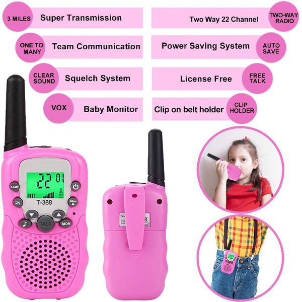 

2pcs kids walkie talkies toys with earphones flashlights radio for outdoor