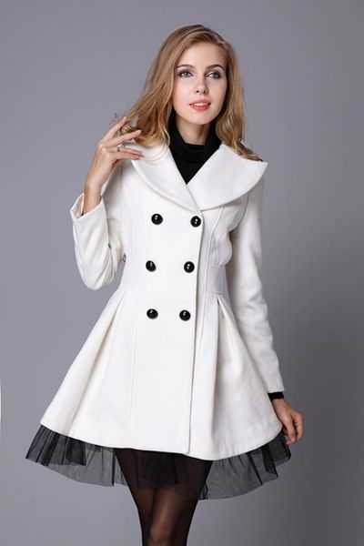 

women's autumn double-breasted lapel trench coat slim fit lace patchwork windbreaker sweet outwears d27, Tan;black