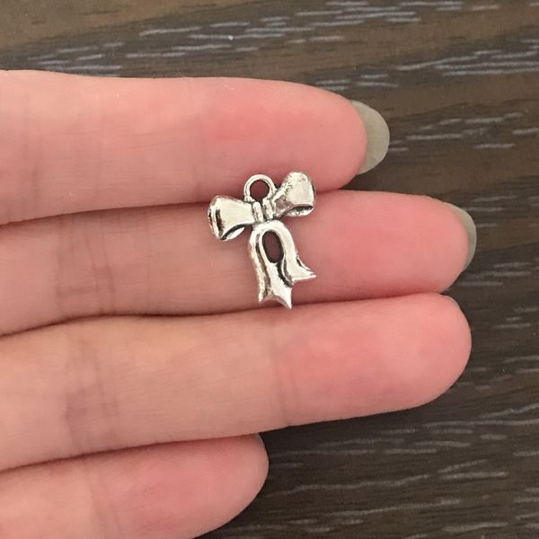 

wholesale diy charm bowknot charms antique silver tone bows pendant charm for bracelet necklace earring zipper pulls jewelry gifts, Bronze;silver
