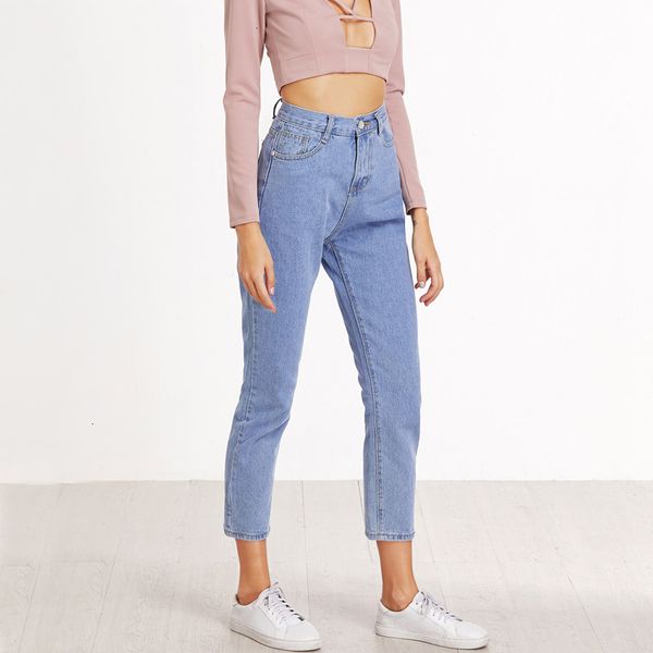 

ladies jeans women designer pants new fashion women casual jeans high waist ankle length jeans vintage blue mom drop shipping